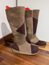 Fat Face patchwork calf length suede wedge boots size uk 4 eu 37