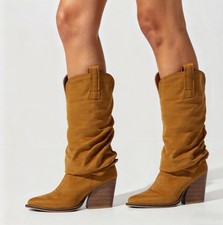COWBOY BOOT TAN  FAUX SOFT