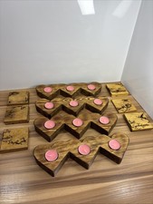 Bundle Hand Made Wooden Decorations 4x Heart Candle Holders 11x Cup Coasters