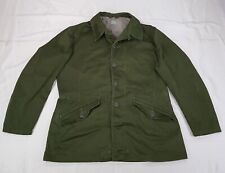 SWEDISH ARMY D100 MILITARY JACKET SIZE M-L MENS KHAKI GREEN CANVAS FIELD COAT