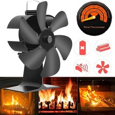 6 Blade Self-Powered Wood Stove Fan Fireplace Top Burner Ecofan Heater Silent