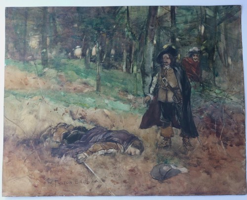 Antique watercolour cavalier - antique,