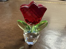 Stamped Swarovski Crystal Happy Flowers Red Tulip Ornament 657109, Retired