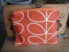 NEW COIN  PURSE IN ORANGE  ORLA KIELY STEM LEAF   COTTON FABRIC 16cm x 14cm