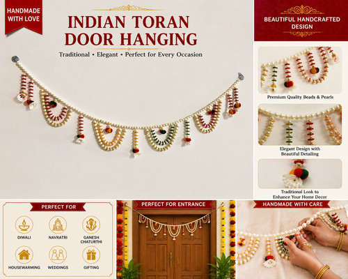 Indian pearl beaded toran door - indian,
