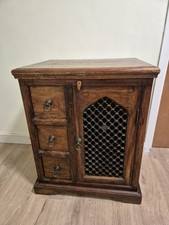 Contemporary Indian Jali Sheesham Wood Lounge/Bedside Cabinet. VGC. Del Poss.