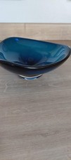 Vintage blue gass dish, pot pourri, sweets VGC