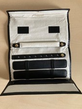 Leathersmith of London Black leather travel jewellery folding case/roll
