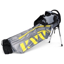 KVV Sunday Carry Bag with 3 Way Divider Top 3 Pockets & Rain Hood - Grey/Yellow