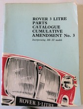 ROVER 3 Litre inc. Mk III Cumulative Amendment no.3 Sep 1965 Car Parts List