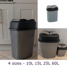 60L 25L 10L Dustbin Swing Lid Large Small  Kitchen Home Office Waste Rubbish Bin