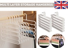 Clothes Pants Trouser Hanger Multi Layer Storage Closet Space Saver Organizer UK