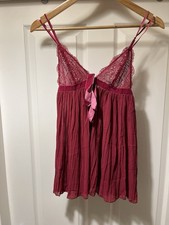 Victoria’s  Secret Pink Chiffon Sheer Lace Jewelled Cup Cami Babydoll XS NTW