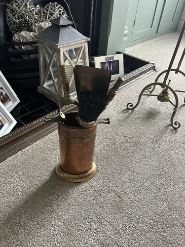 Antique brass fireside - , tools