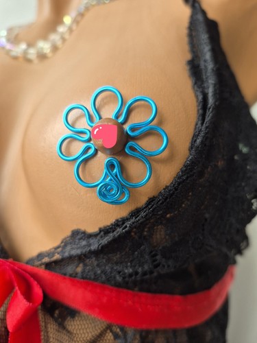 Blue flower fake nipple - fake,