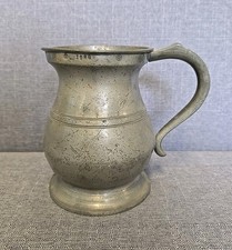 Vintage Antique 1826 Pewter Baluster Quart Jug Tankard 