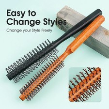 Round hair brush wooden handle - hair,
