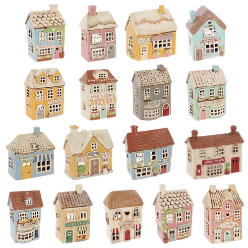 Village pottery tea light - village,