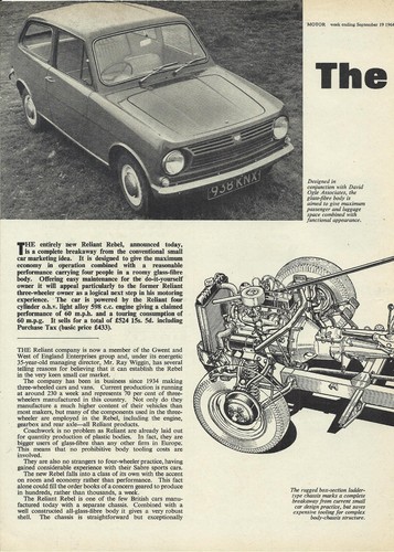 Reliant rebel original 1964 - reliant,