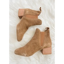 Topshop sz 6.5 (37) Womens Barley Suede Slip On Chelsea Boots Chic Minimal Fall