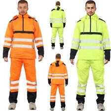 High Visibility Waterproof Work Bottoms Pants Hood Jacket Rain Track suit