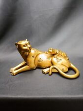 Gold Coloured Leopard And Cub Ornament