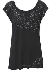 NEW Kate Moss Topshop RARE Charcoal Sequin Cap Tee T-Shirt Top Festival UK 10 38