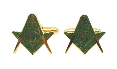 Masonic cuff links green and - links,