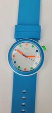 SWATCH Pop Poppiness Blue Neon Dot Dial Silicone Watch PNW102