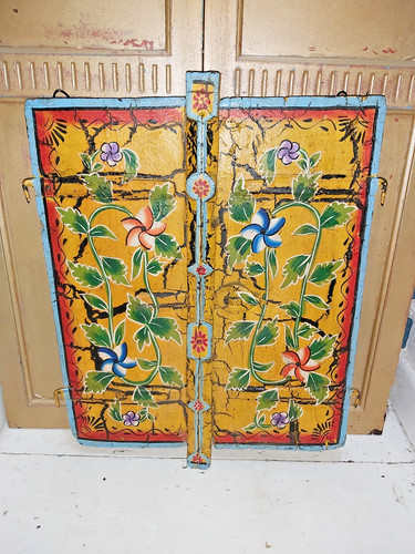 Antique hand painted wooden - painted,