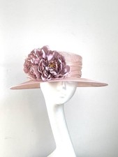 Pale Pink Wide Brim Hat Fascinator Wedding Royal Ascot Hat Derby Wedding Hat