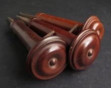 THREE 19/20 th CENTURY WOODEN CURTAIN POLE SUPPORTS WITH ORIGINAL FIXING SPIKES