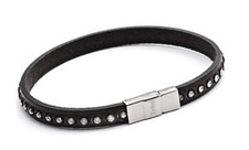 Designer - Tribal Steel - Ladies Leather Bracelet - Swarovski - Assorted Colours