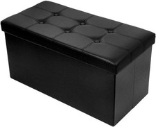 Ottoman Storage Box AUCTION Faux Leather Storage Toy Storage Ottoman Bench Black