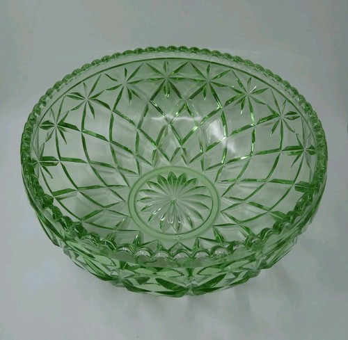 Green glass fruit bowl - glass,