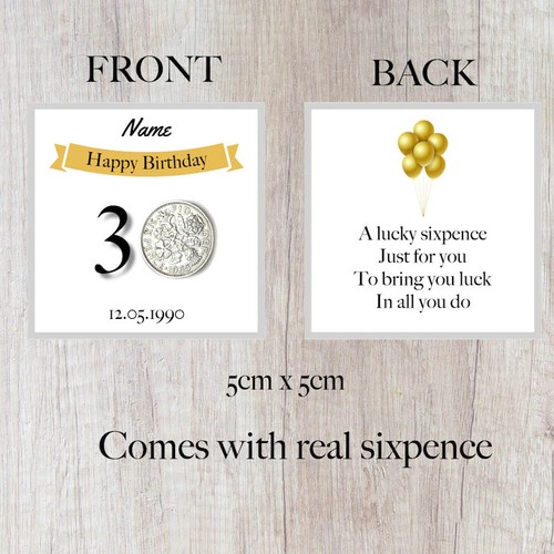 Personalised lucky sixpence - personalised,