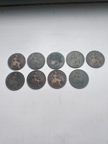 Old penny coins - old,