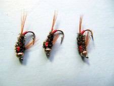 3 x GOLD HEAD HOLOGRAPHIC RED CHEEK DIAWL BACH NYMPH  Size 10,12,14,16 Available