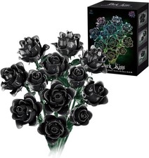 585 PCS Black Rose Building Block Plant Bouquet Simulated Roses Flowers Gifts UK