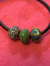 Set Of 3 Lovelinks Sterling Silver Glass Beads Turquoise Fit Chamilia