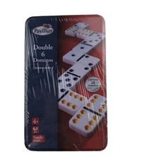 Pavillion Double Six Color Dot Dominos in Collectors Tin Contains 28 Dominoes