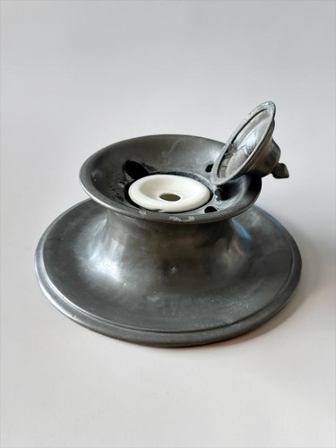 Vintage pewter inkwell ceramic - pewter,