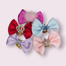 Luxury Dog Hair Bows 5pcs On Elastic  Grooming Bows Handmade UK