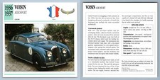Voisin - Aerosport - 1936-37 Luxury - Classic Cars Collectors Club Card