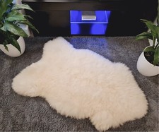 Natural Sheepskin Rug 100% Real Pelt Ivory White Genuine Soft Fleece Large 120cm