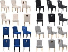 Velvet Dining Chairs Set of 6,  12 Button Detail, Stud Detail Lion head knocker,