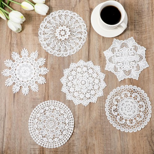 Pcs lace doilies - 6, tables