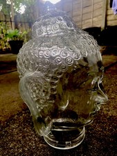 Vintage Large Glass Buddha Head