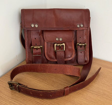 Ladies Vintage Leather Brown Messenger Satchel Shoulder Bag