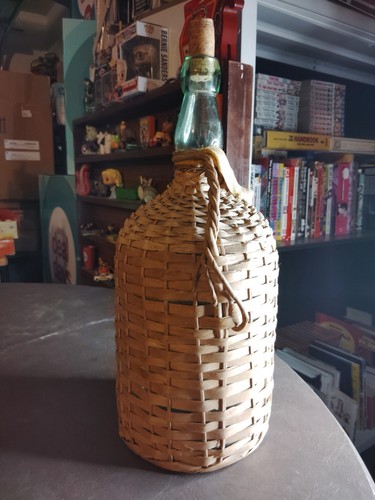 Antique wicker wrapped aqua - wrapped,